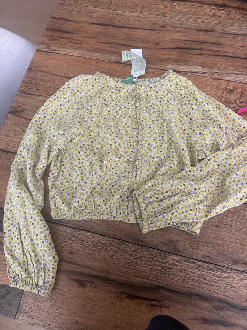 United Colors Of Benetton Kids Yellow Floral Button-Front Top